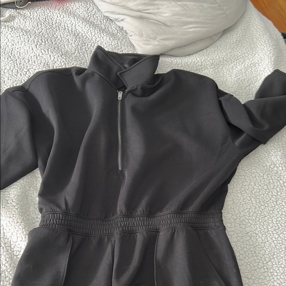 Black Half-Zip Jumpsuit